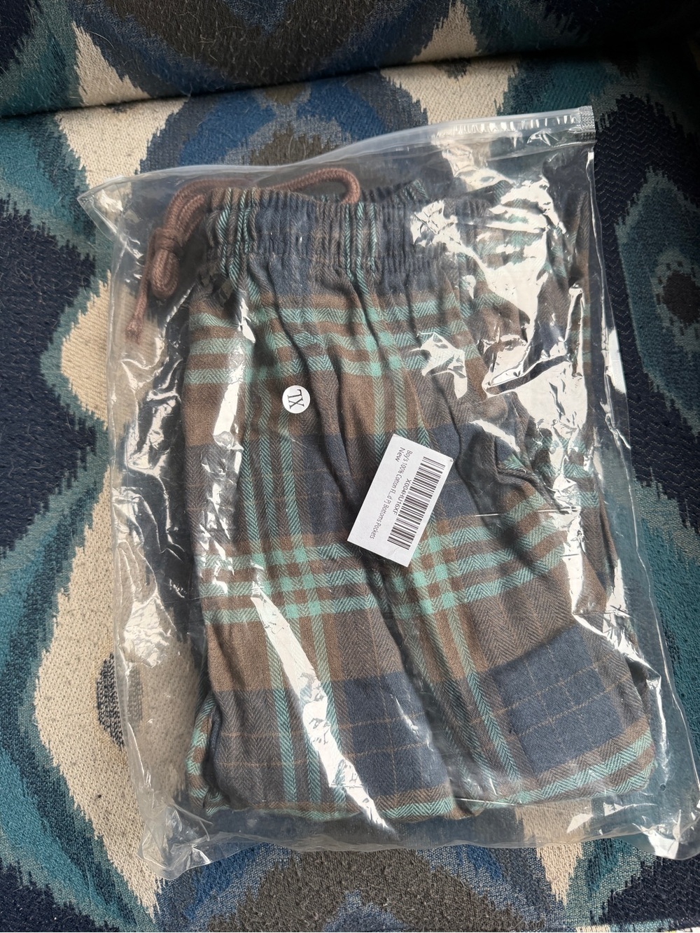 Kids Plaid Pajama Bottoms - Brown & Blue